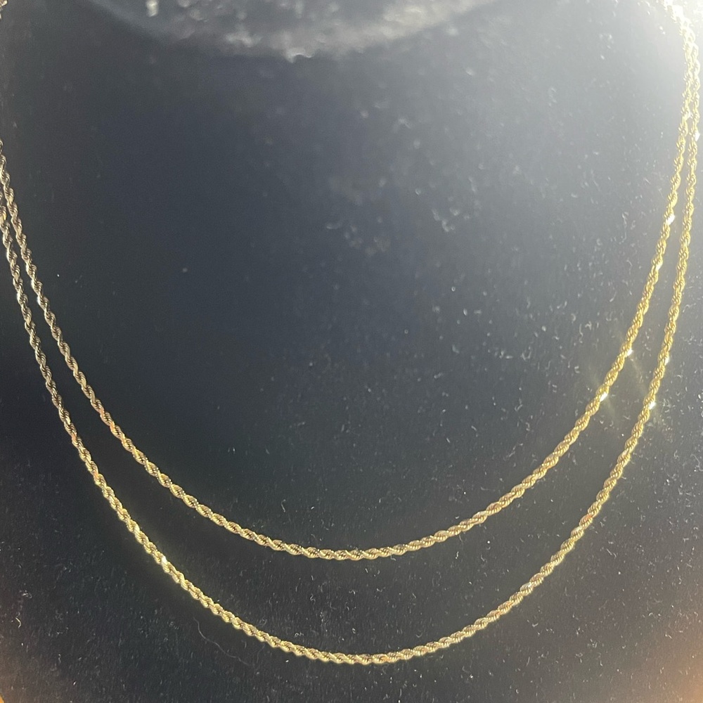 14k yellow Gold diamond cut Rope Chain Necklace 30” - Picture 7 of 11